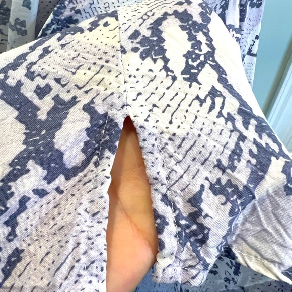 SOLD Deep V Plunge Neckline Snakeskin Blue Dress Coverup XL cinch waist - Picture 11 of 11